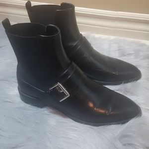 Zara Basic Black Belt Boots 8.5
